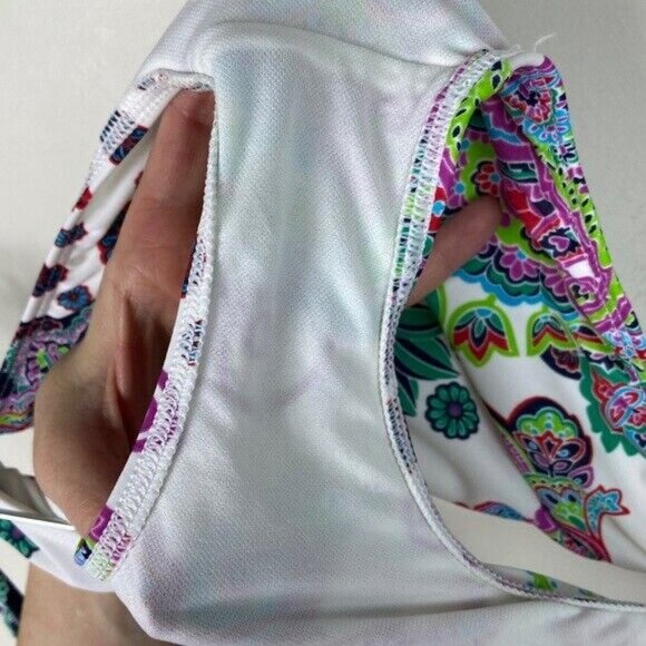 NWT ABS Allen Schwartz Bikini Triangle Top Tie Bottom Top Size 4 Bottoms Medium - Picture 7 of 12